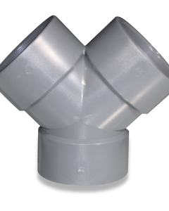 Y-piece 63 - 45° plastic, 3 x stick-on-sleeve for drop pipe